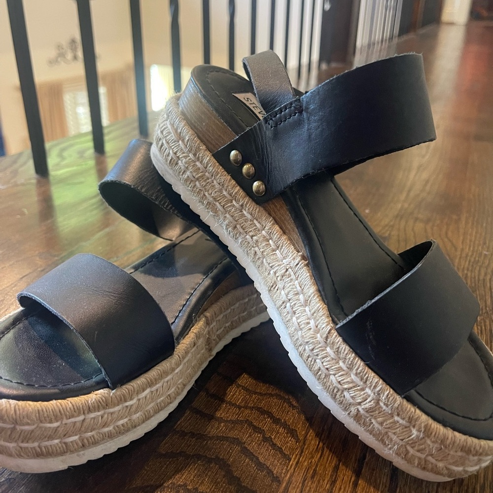 Steve Madden Black Espadrille Platform Shoes